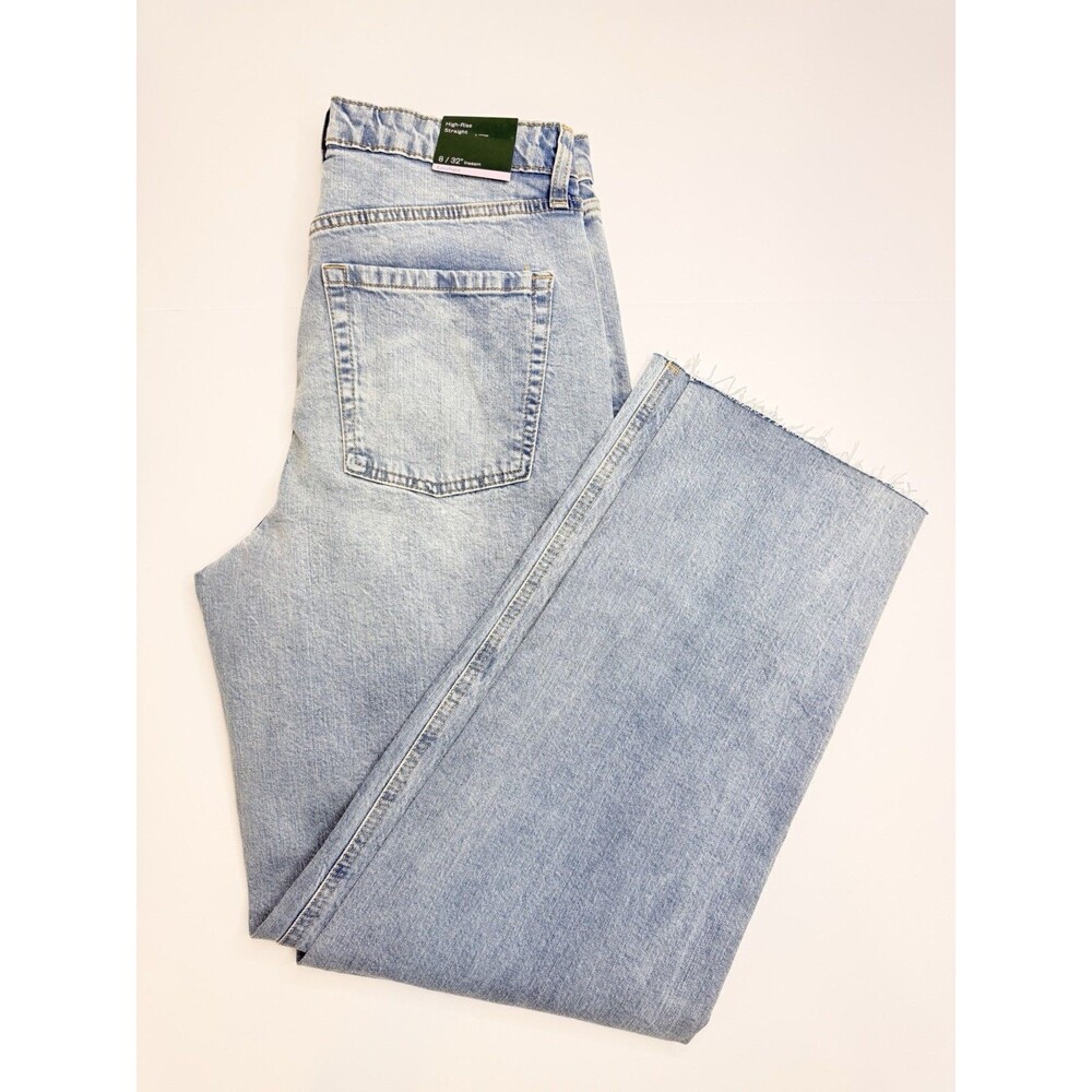 Wild Fable High Rise Straight Leg Jeans Womens Size 8 Light Wash Raw Hem NWT - Picture 3 of 11